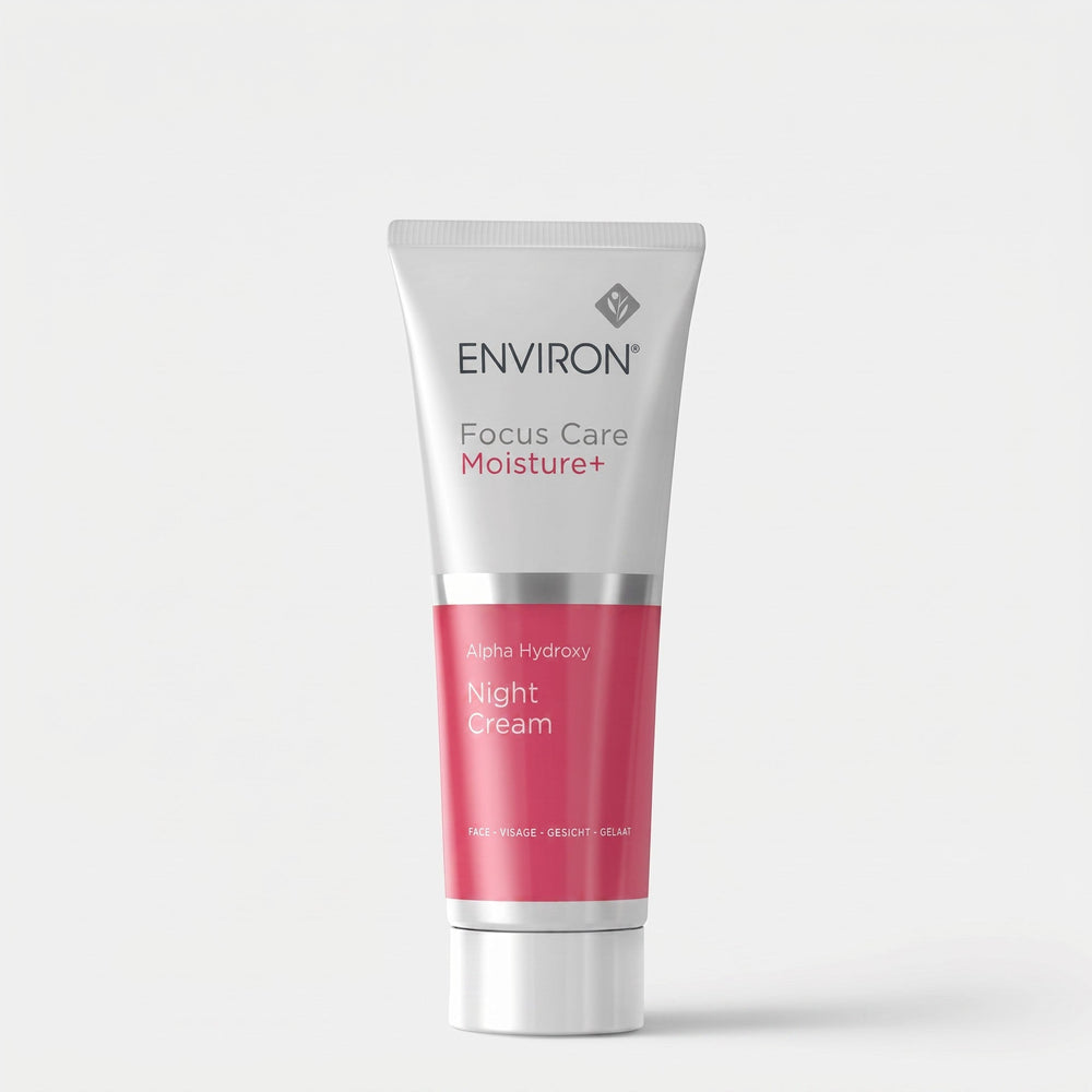 Environ Alpha Hydroxy Night Cream in a jar, a skincare mask and exfoliator for improved skin texture and rejuvenation.