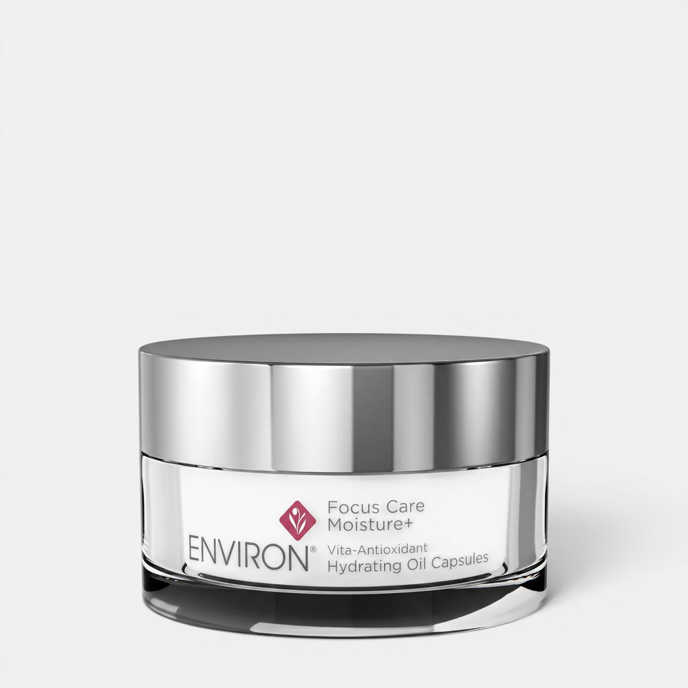Environ Vita-Antioxidant Hydrating Oil Capsules for moisturizers and treatments, showing the capsules in a natural setting.