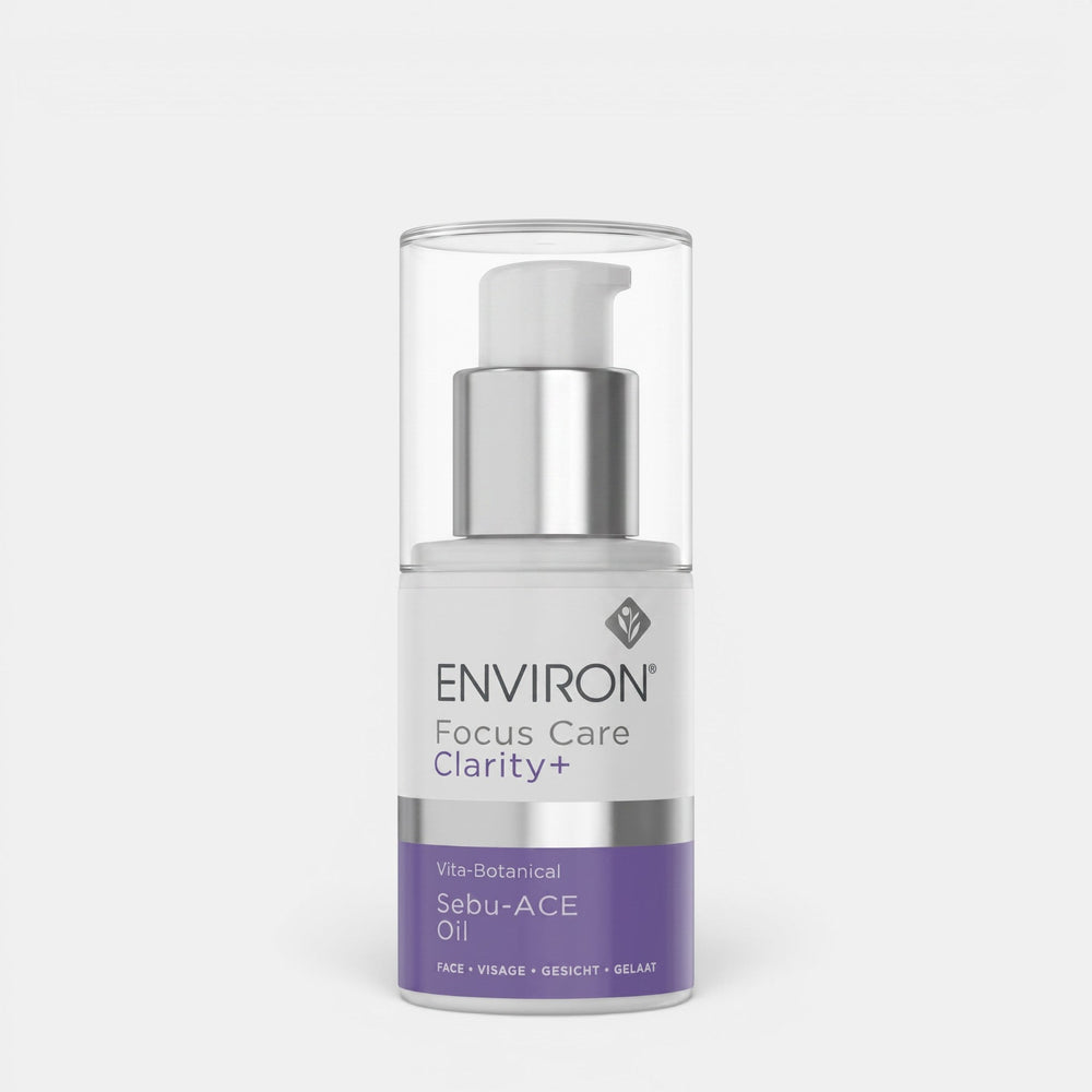 Environ Vita-Botanical Sebu-ACE oil in a clear glass dropper bottle, suitable for moisturizing and treating skin.