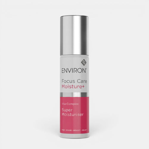 Environ VITA-COMPLEX SUPER MOISTURISER+ bottle, a hydrating skincare moisturizer in a sleek bottle for nourishing skin.
