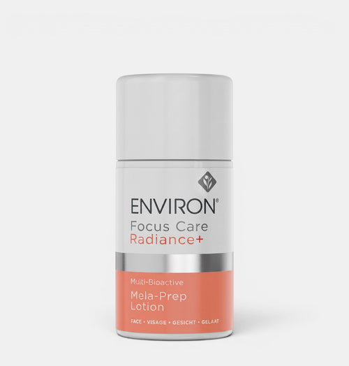 Environ Multi-Bioactive Mela-Prep Lotion in a sleek bottle, designed for moisturizing and skin brightening treatment.