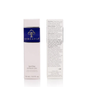 Circadia Spot Stop gel cleanser for acne-prone skin, showing the clear gel texture in a sleek tube.