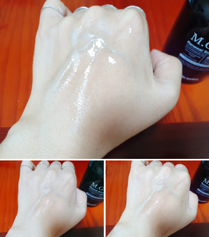 Dr. Esthe MGF Renewal Ampoule 150ml in a clear bottle with a dropper, showcasing its lightweight, liquid texture.